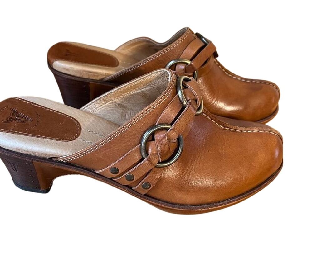 Frye Leather Charlotte clogs-mules 3 rings, women's size 61/2